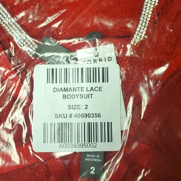 ❤️NWT VINTAGE TORRID LINGERIE - DIAMANTE RHINESTONE LACE STRAPPY THONG BODYSUIT - Picture 5 of 12